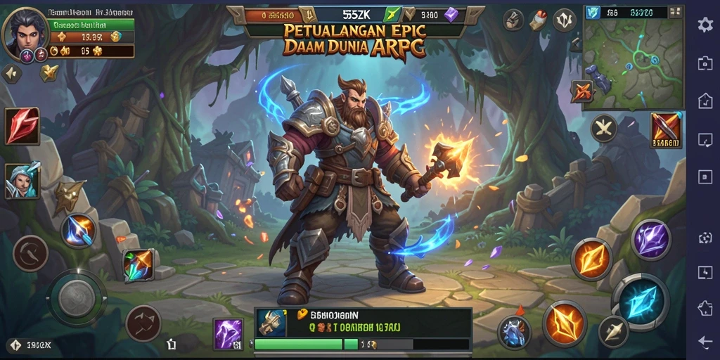 Tampilan menarik dari gameplay ARPG di 555ZK.