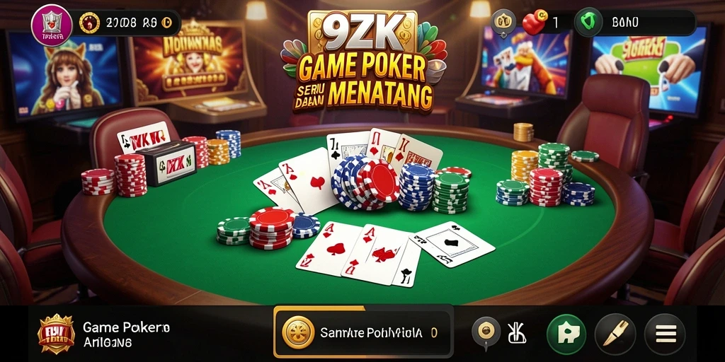 Tampilan gameplay Poker yang menarik di 9ZK.