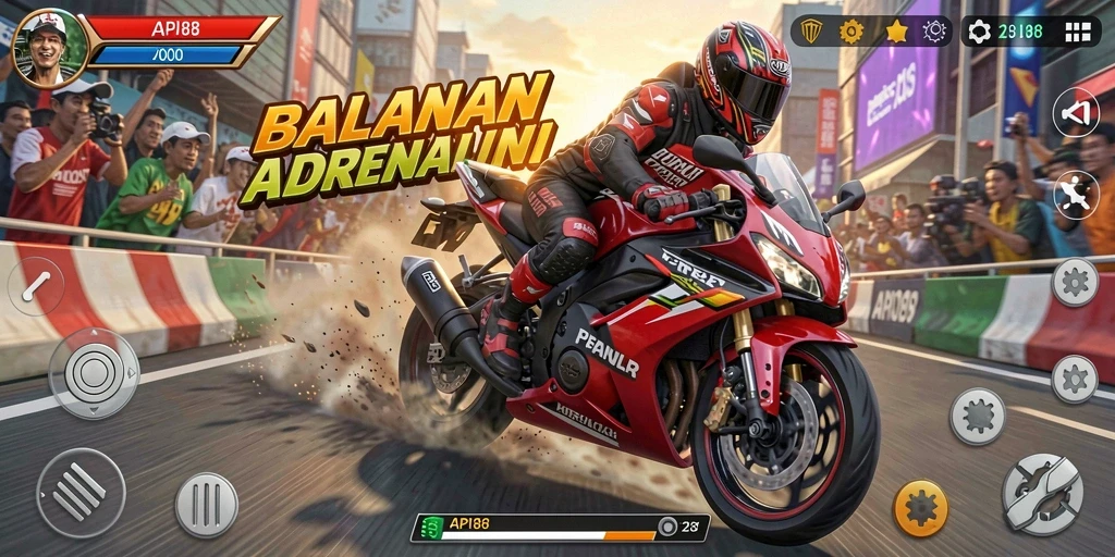 Tampilan menegangkan saat balapan motor di API88.
