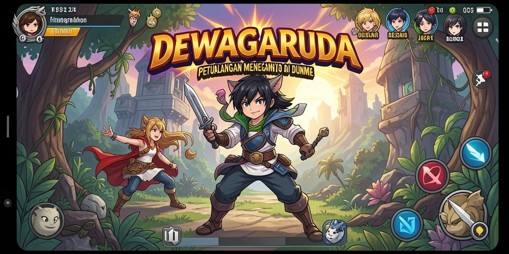 Tampilan utama gameplay DEWAGARUDA yang seru dan menarik.