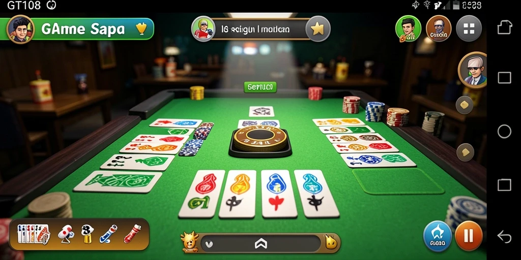 Screenshot gameplay GT108 menampilkan pertandingan Gaple yang mendebarkan.