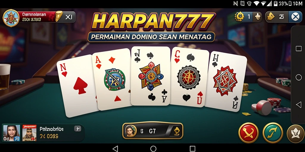 Tampilan seru dan interaktif dari gameplay Domino HARAPAN777.