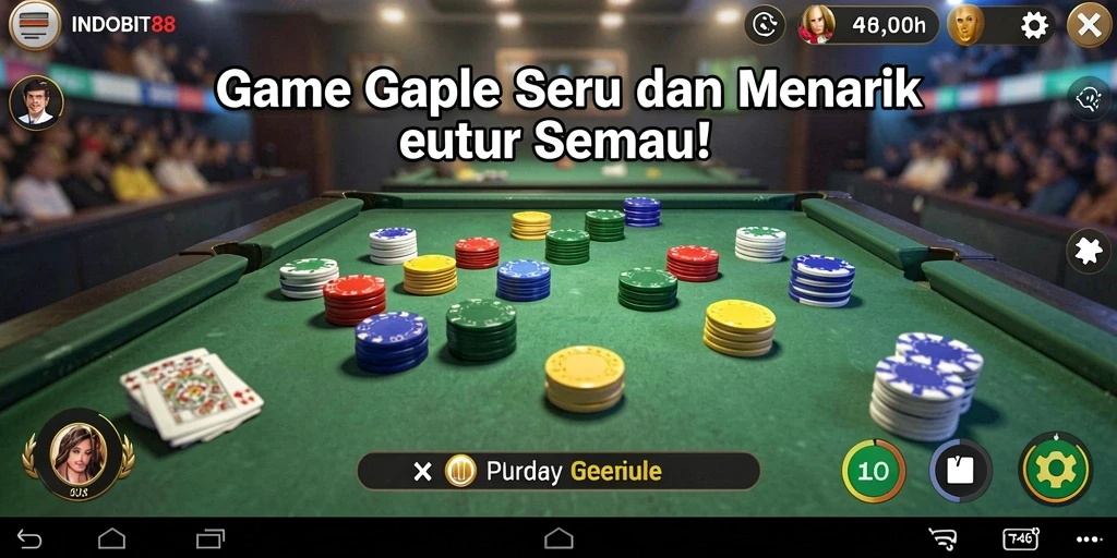 Screenshot gameplay Gaple INDOBIT88 yang menarik dan interaktif.