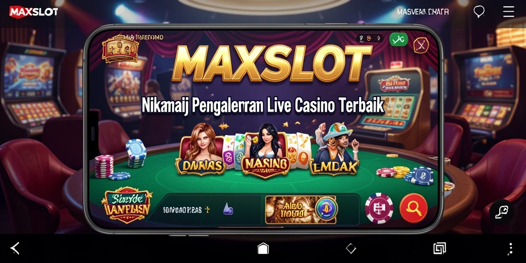 Screenshot gameplay Live Casino MAXSLOT yang menampilkan dealer dan pemain berinteraksi.