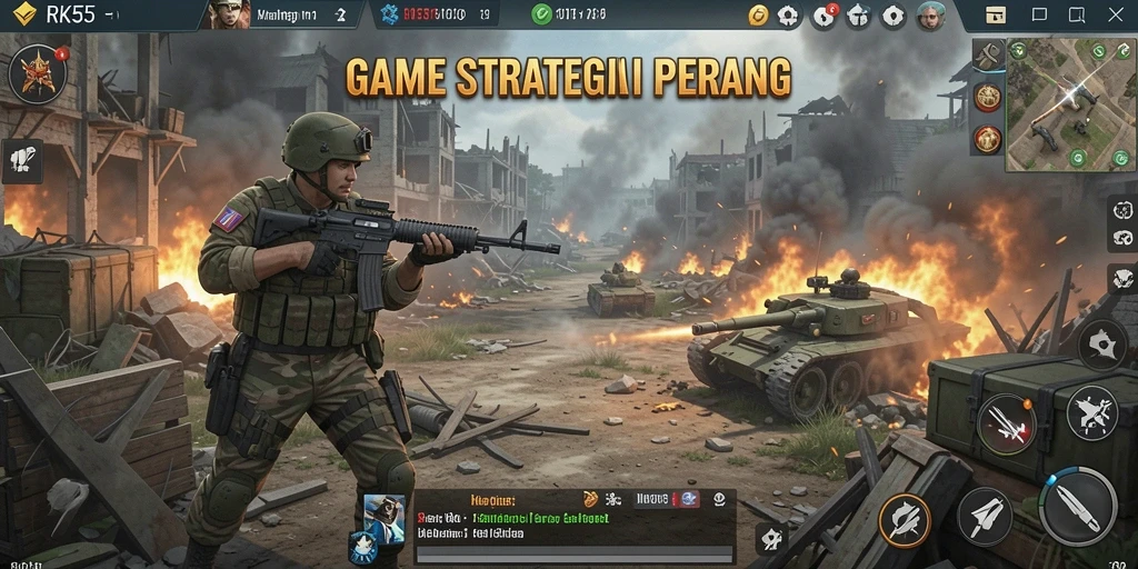 Tangkapan layar RK55 menampilkan pertarungan strategis yang mendebarkan.