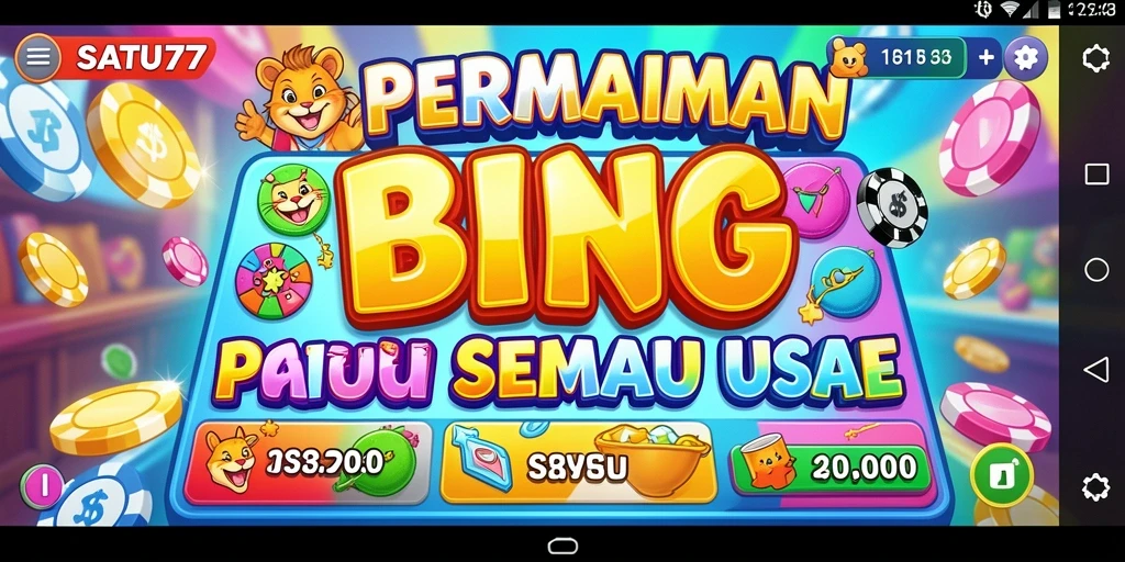 Screenshot dari permainan Bingo SATU77 yang menampilkan permainan yang seru.