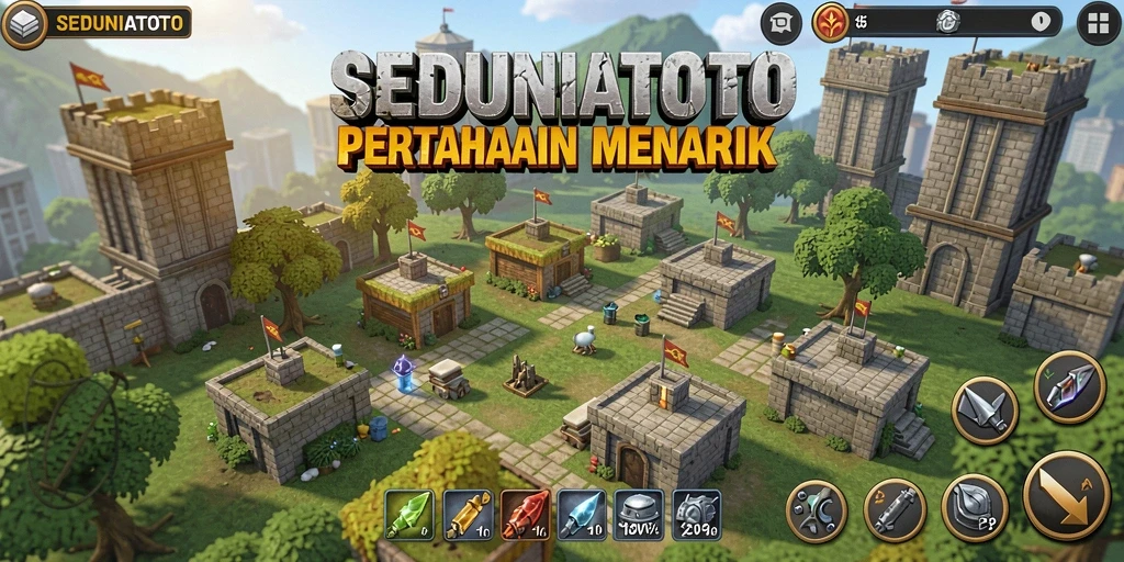 Screenshot dari gameplay SEDUNIATOTO yang menegangkan dan penuh aksi Tower Defense.