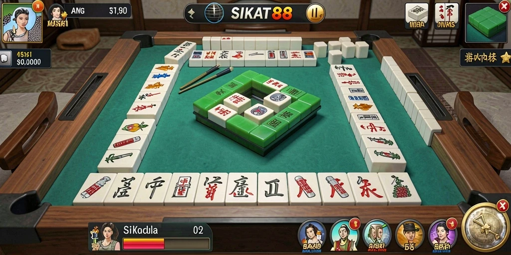 Screenshot SIKAT88 menampilkan gameplay Mahjong yang mendebarkan.