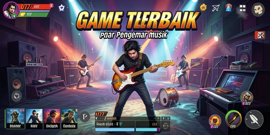Tampilan gameplay <strong>UT77</strong> yang seru dan interaktif dalam permainan musik.